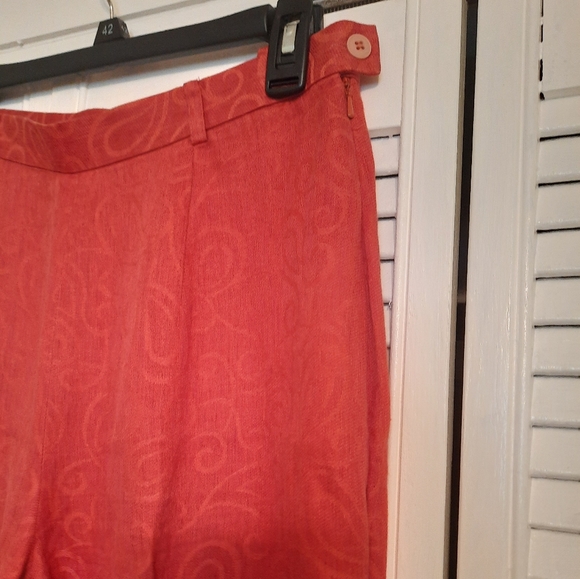 Carlisle rust paisley linen suit blazer hi waist pants sz 6/8 *F - Picture 2 of 6